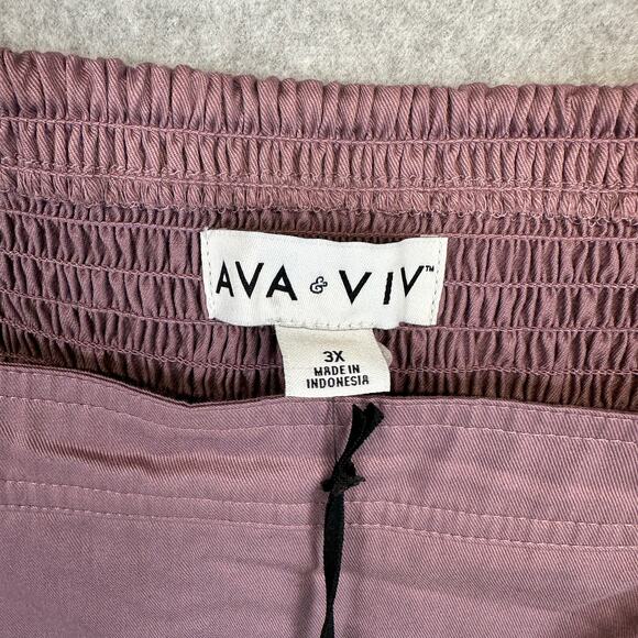 Ava & Viv Balloon Long Sleeve Woven Midi A-Line Dress Size 3X Mauve Square Neck - Picture 6 of 14